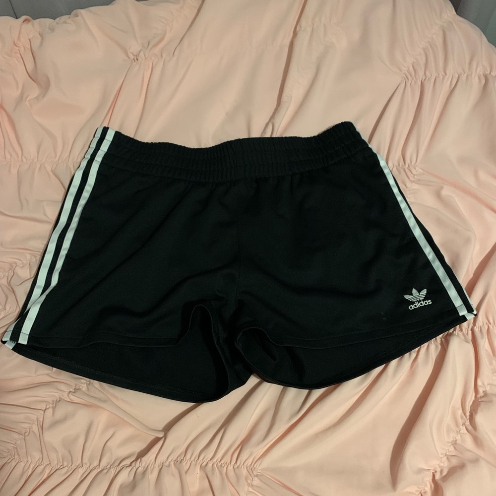 NWT Black Adidas White Striped Shorts L